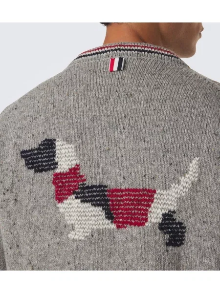Cardigan Thom Browne de lână gri