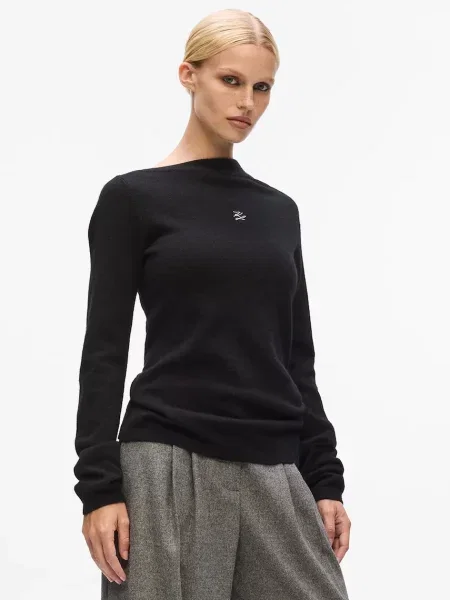 Karl Lagerfeld pulover de cașmir light negru