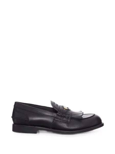 Pantofi loafer Miu Miu cu autograf negru