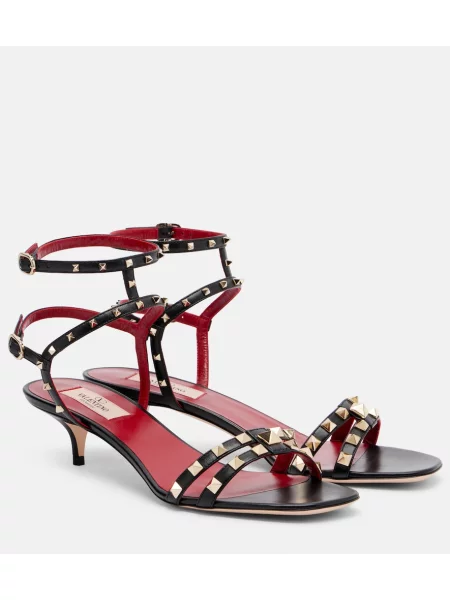 Sandale Valentino Garavani din piele slingback negru