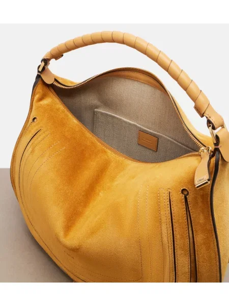 Geantă Chloé din piele de căprioară portocaliu