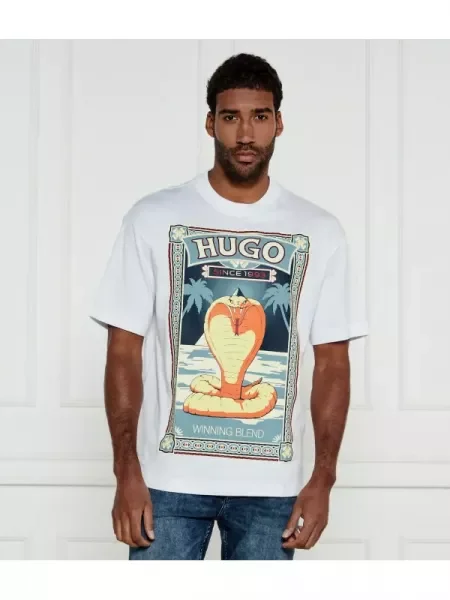 HUGO Póló Dicobri | Oversize fit fehér