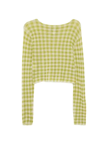 Top Yanyan Knits cu decolteu barcă verde