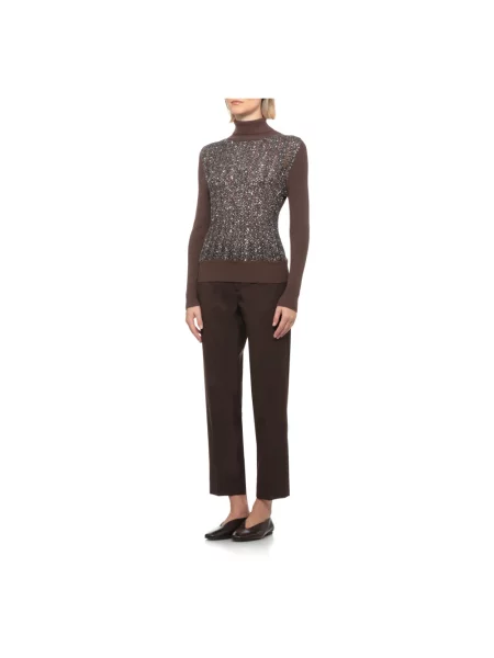 Sweter D.exterior z cekinami wełniany brązowy