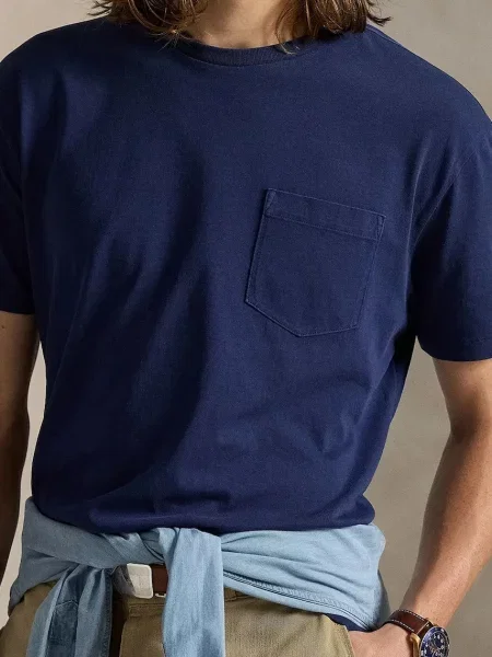 Однотонная футболка Polo Ralph Lauren синяя