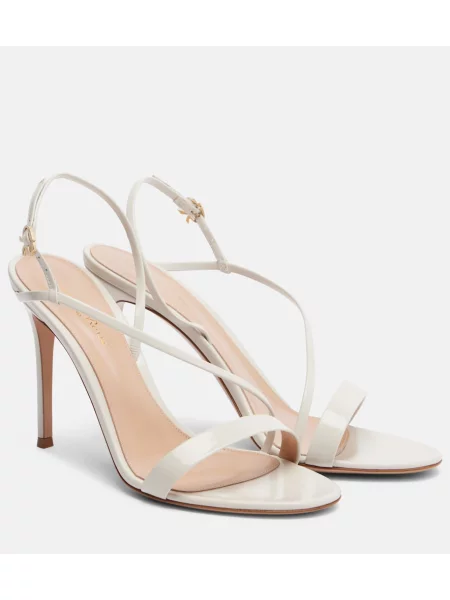 Sandale Gianvito Rossi din piele de lac slingback alb