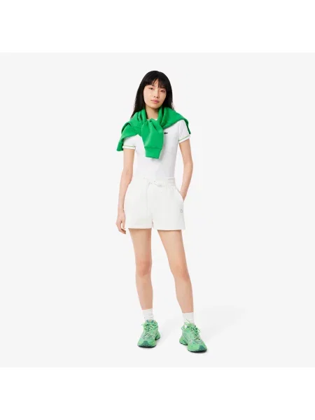 Lacoste T-Shirt Z Dżerseju Z Kontrastowym Akcentem biała