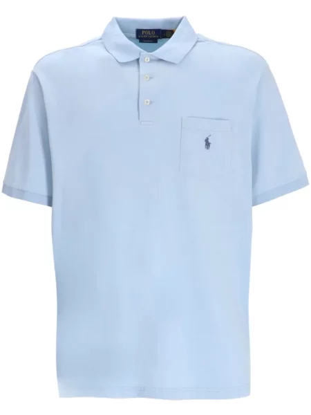 Lněné polotričko Polo Ralph Lauren s výšivkou modré