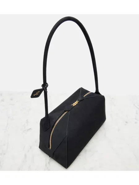 Geantă Alaïa din piele de căprioară negru