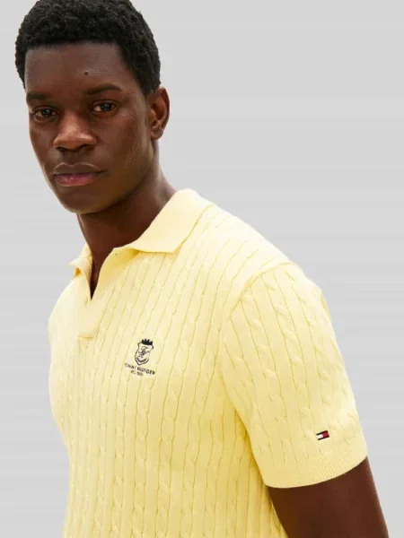 Koszulka polo z detal z logo Tommy Hilfiger żółta