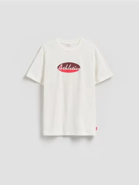 Reserved Tricou regular cu imprimeu crem