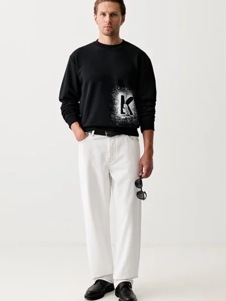 KARL LAGERFELD JEANS Bluză de molton / alb negru