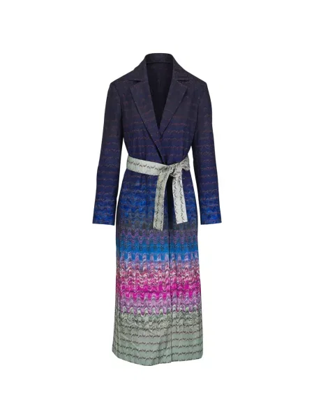 Cu centură palton Missoni tricotate albastru