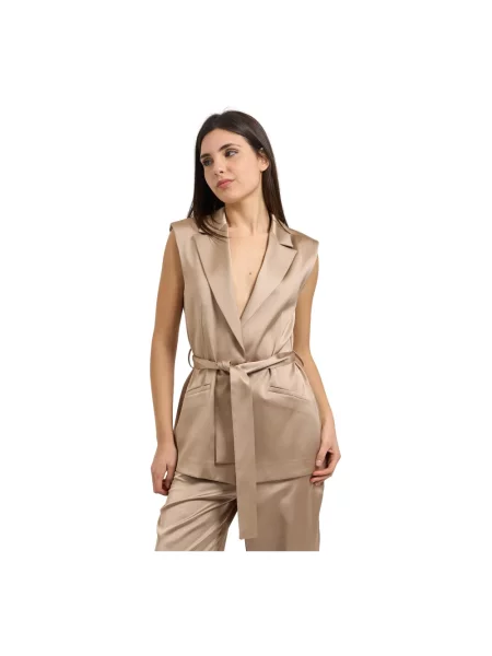 Satynowa kamizelka garniturowa Fracomina garniturowa beżowa