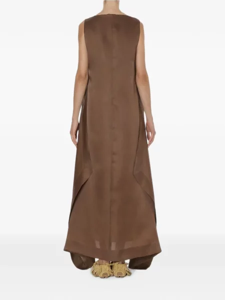 Maxi rochie maxi Alberta Ferretti din organza de costum maro