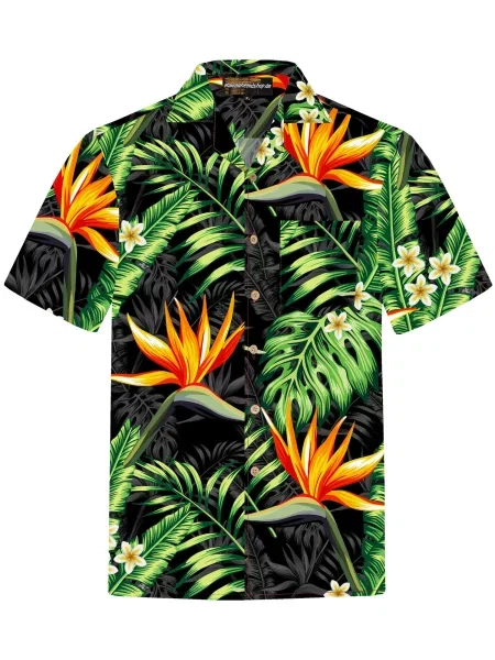 Hawaiihemdshop.de Košulja Hawaiihemd "Bird of Paradise"' crna