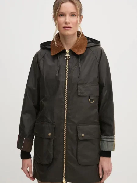 Barbour geaca Highclere Wax Jacket femei de tranzitie verde