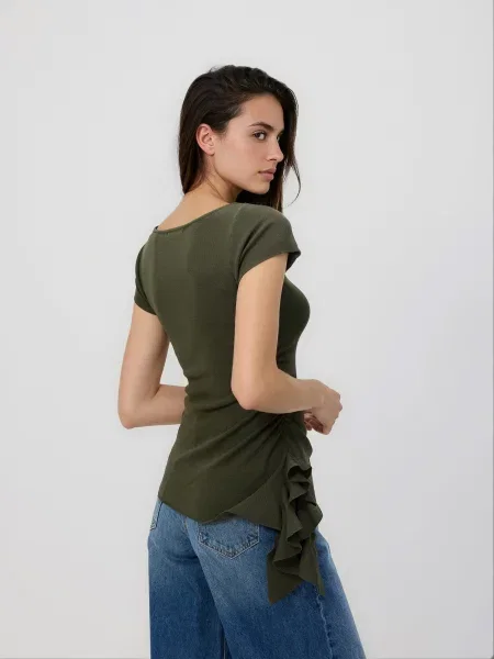 Reserved Блузка асиметрична коричневувато-зелений зелена