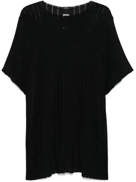 Dzianinowa koszulka Sapio prążkowana czarna