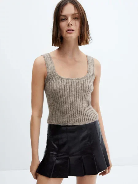 MANGO Marions Майка меланж сірий