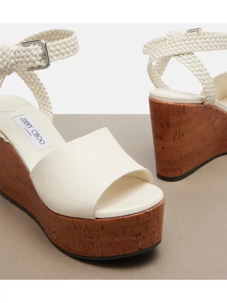 Sandale Jimmy Choo din piele cu pană alb