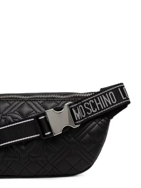 Matlasat curea Love Moschino cu autograf negru