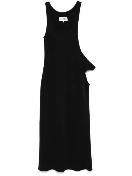 Rochie midi Mm6 Maison Margiela asimetrică negru