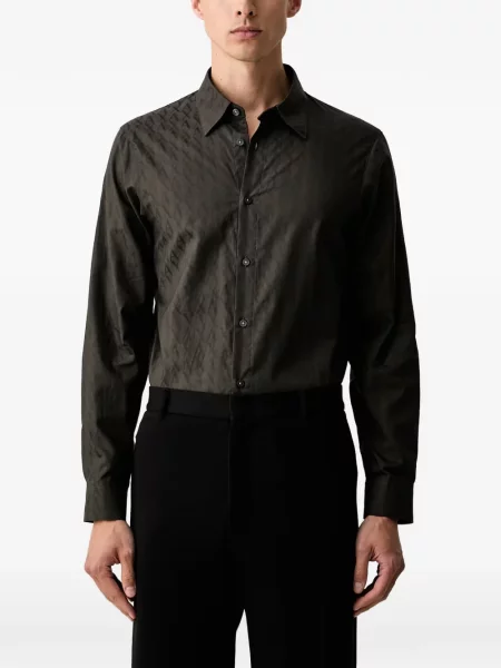Lung cămașă Armani Exchange din jacard verde