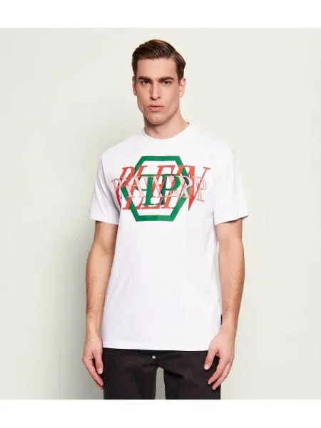Philipp Plein Tricou Logo Hexagon alb