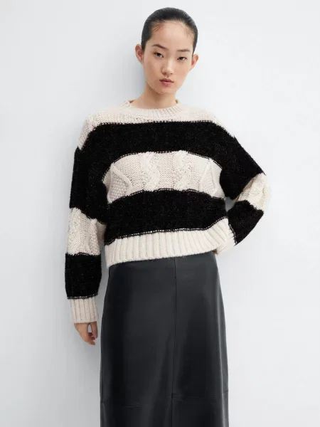 MANGO Zebra Светр Білий/чорний білий