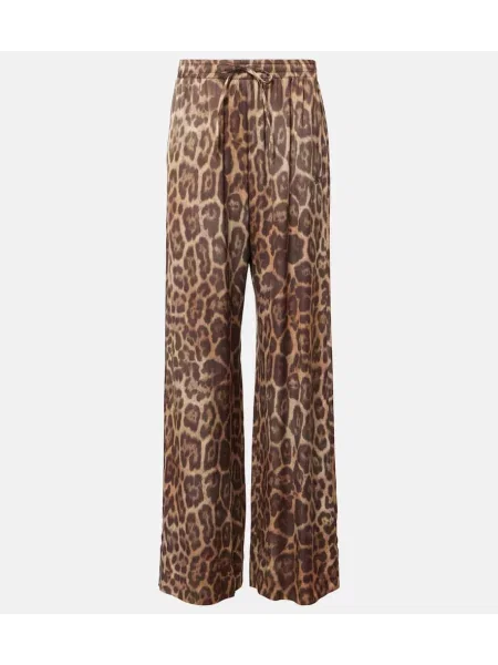 Hlače Stella Mccartney s potiskom z leopardjim vzorcem rjava