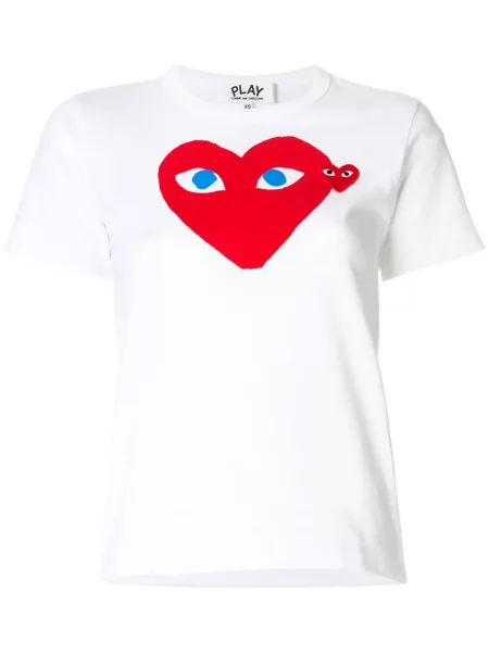 Tricou Comme Des Garcons Play cu motiv cu inimi alb