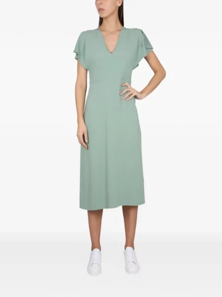 Rochie midi Boss cu decolteu în V de costum verde