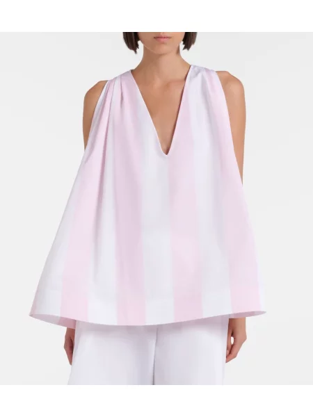 Top Jacquemus cu dungi din poplin roz
