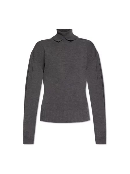 Sweter z golfem Burberry wełniany do golfa szary