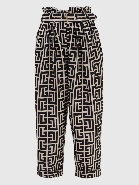 Шерстяные брюки Balmain черные