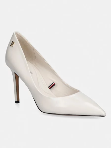 Pantofi cu toc Tommy Hilfiger din piele alb