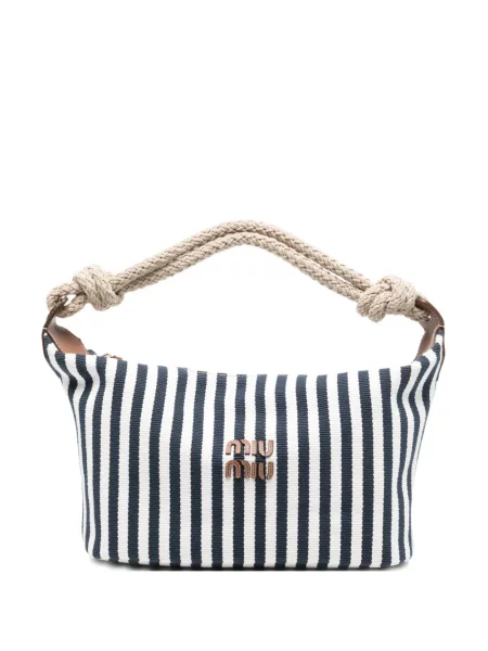 Geantă shopper Miu Miu cu dungi albastru
