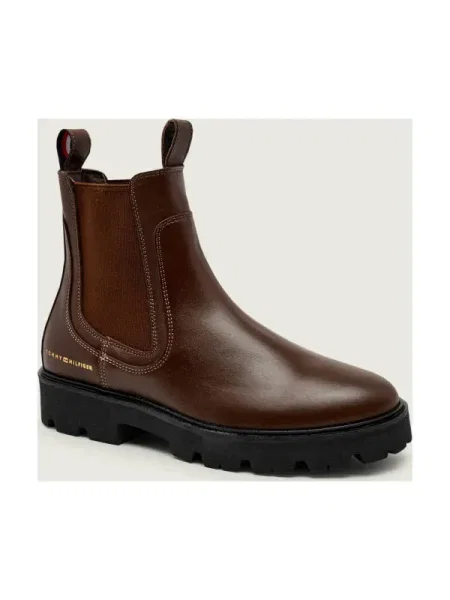 Tommy Hilfiger De piele ghete chelsea CHELSEA maro
