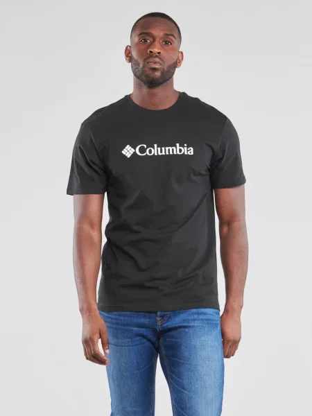 Rövid ujjú rövid póló Columbia autogrammal fekete
