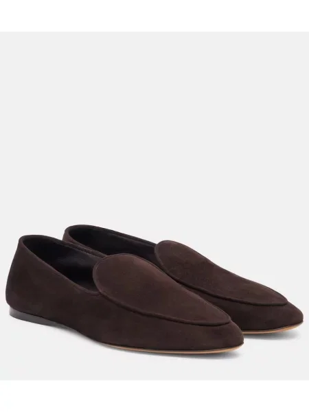 Pantofi loafer The Row din piele de căprioară maro