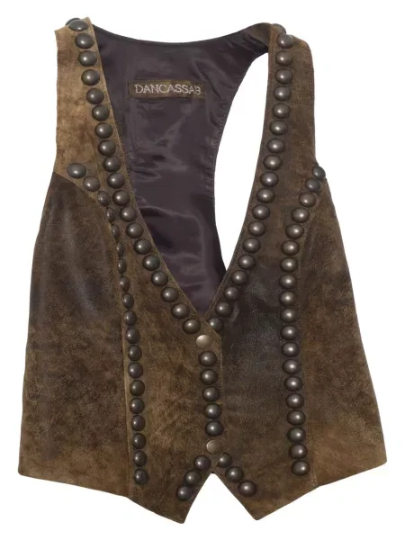 Vestă Dancassab din piele de căprioară maro