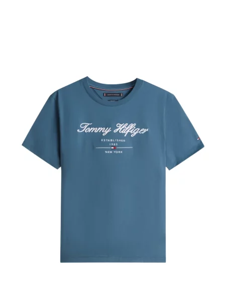 Tricou Tommy Hilfiger cu broderie albastru