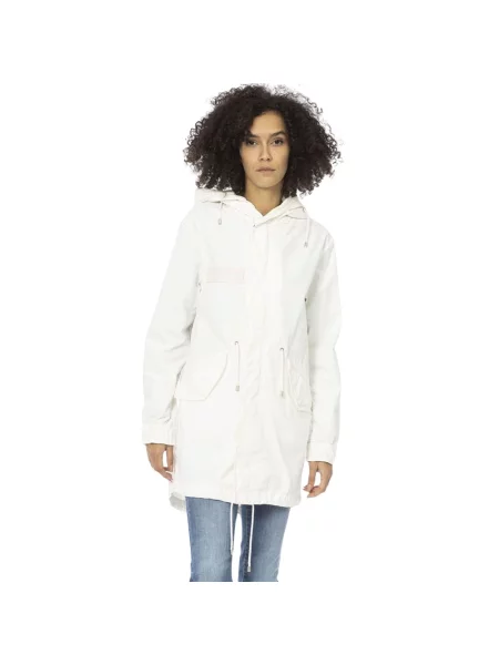 Długa parka Mr&mrs Italy z kapturem biała
