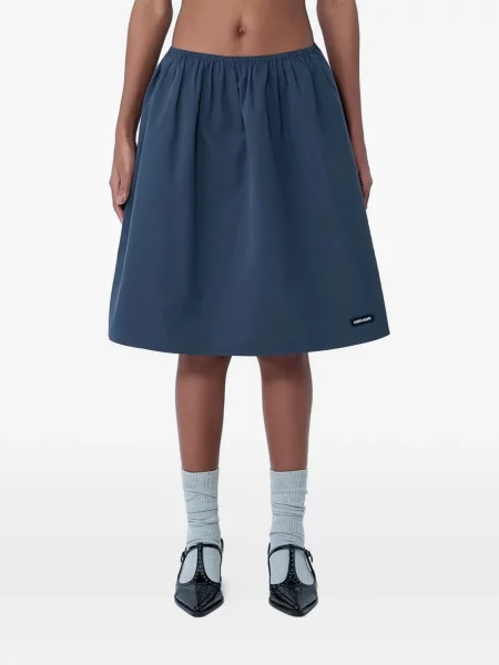 Fustă midi Miu Miu până la genunchi gri