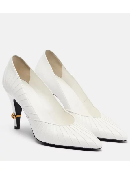 Pantofi cu toc Versace din piele alb