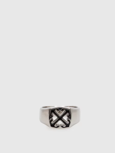 Срібляста каблучка з емблемою Off-white