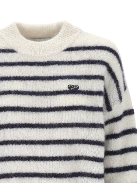 Pulover Maison Labiche cu motiv cu inimi alb