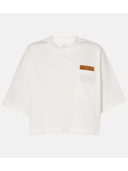 Tricou Bottega Veneta din jerseu bej