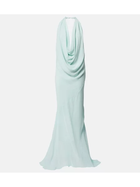 Rochie Mugler de mătase drapată albastru